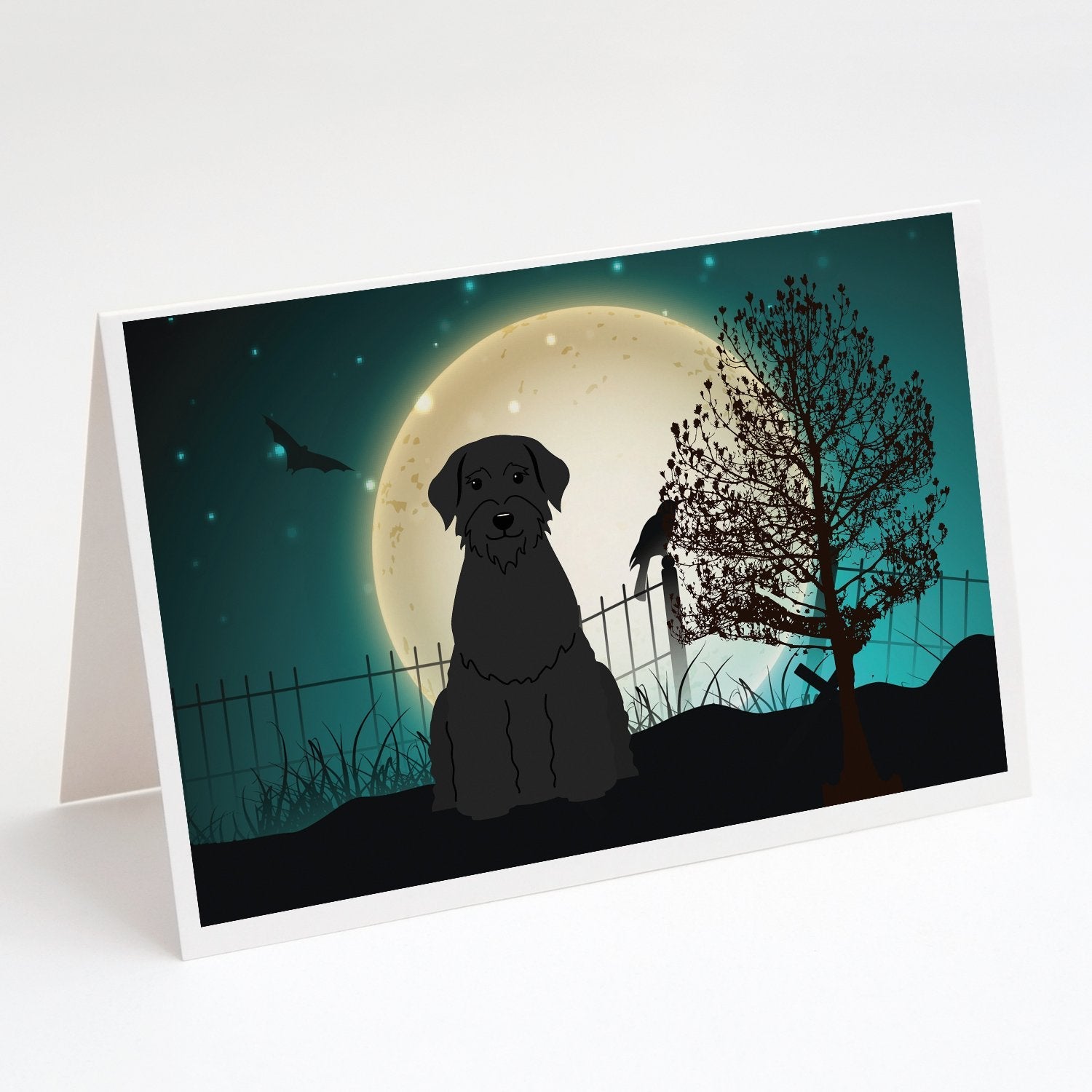 Halloween Scary Giant Schnauzer Greeting Cards Pack of 8 Blank Cards with Envelopes Whimsical A7 Size 5x7