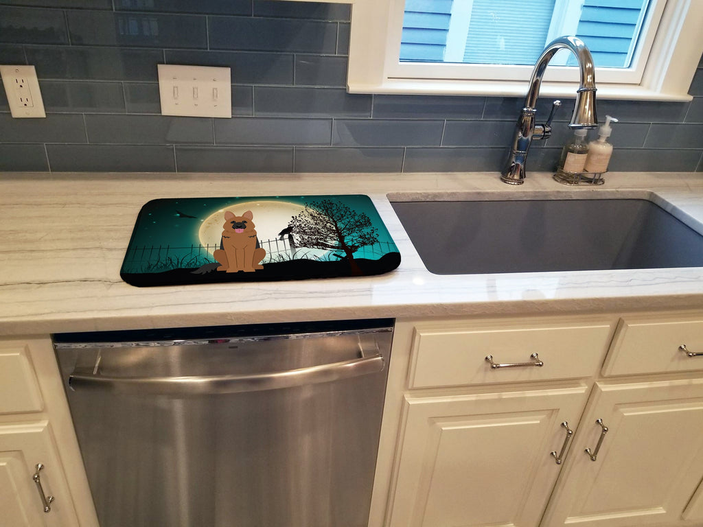 Halloween Scary German Shepherd Dish Drying Mat Absorbent Dish Drying Mat Pad for Kitchen Counter Dish Drainer Mat for Countertop, 14 x 21", Multicolor