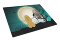 Halloween Scary Poodle Tan Cutting Board Tempered Glass Kitchen Cutting Surface, Heat Resistant Chopping, Non-Slip Feet, Food Prep & Serving