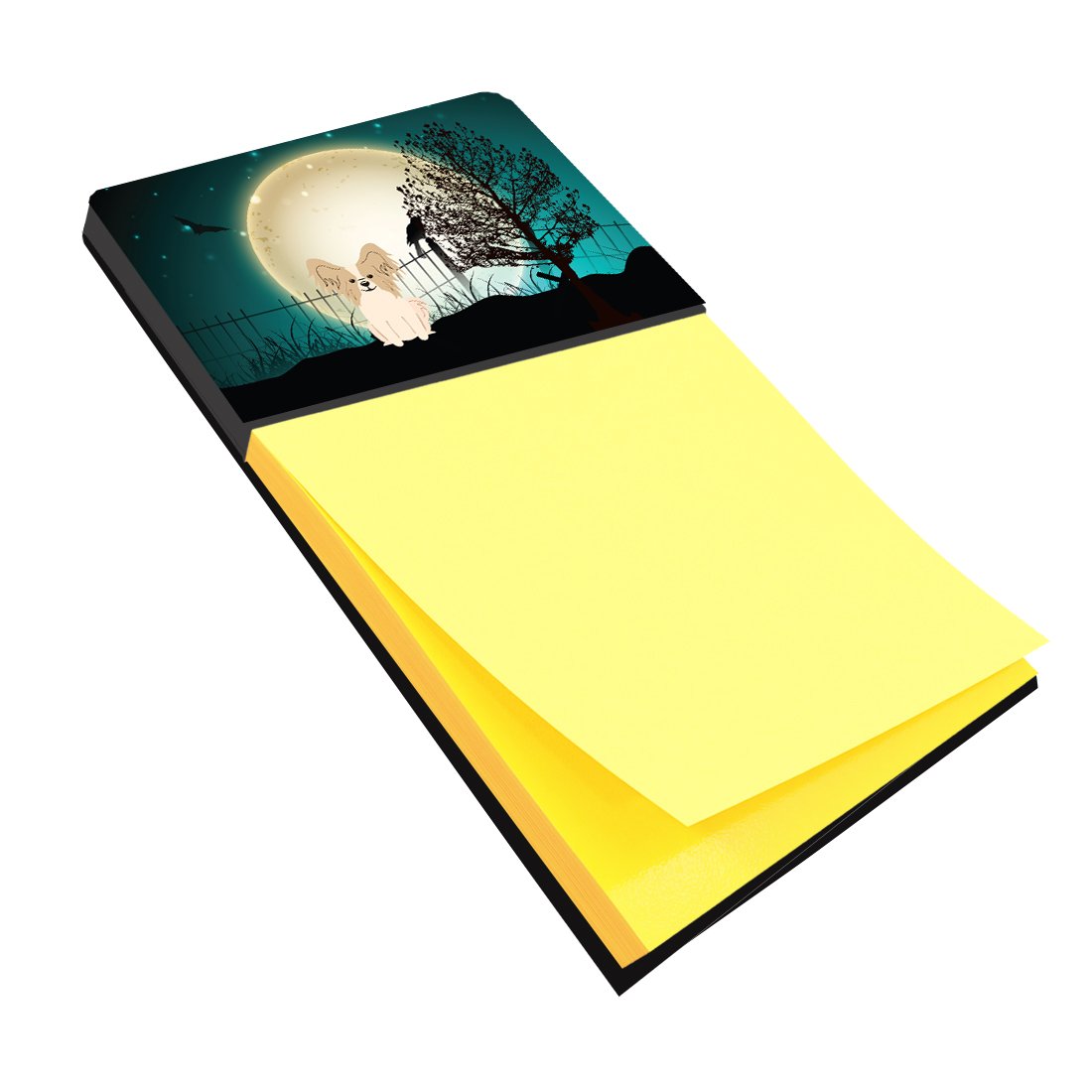 Halloween Scary Papillon Sable White Watercolor Sticky Note Holder Refillable Dispenser Desk Accessory 3x3 Pad Gift