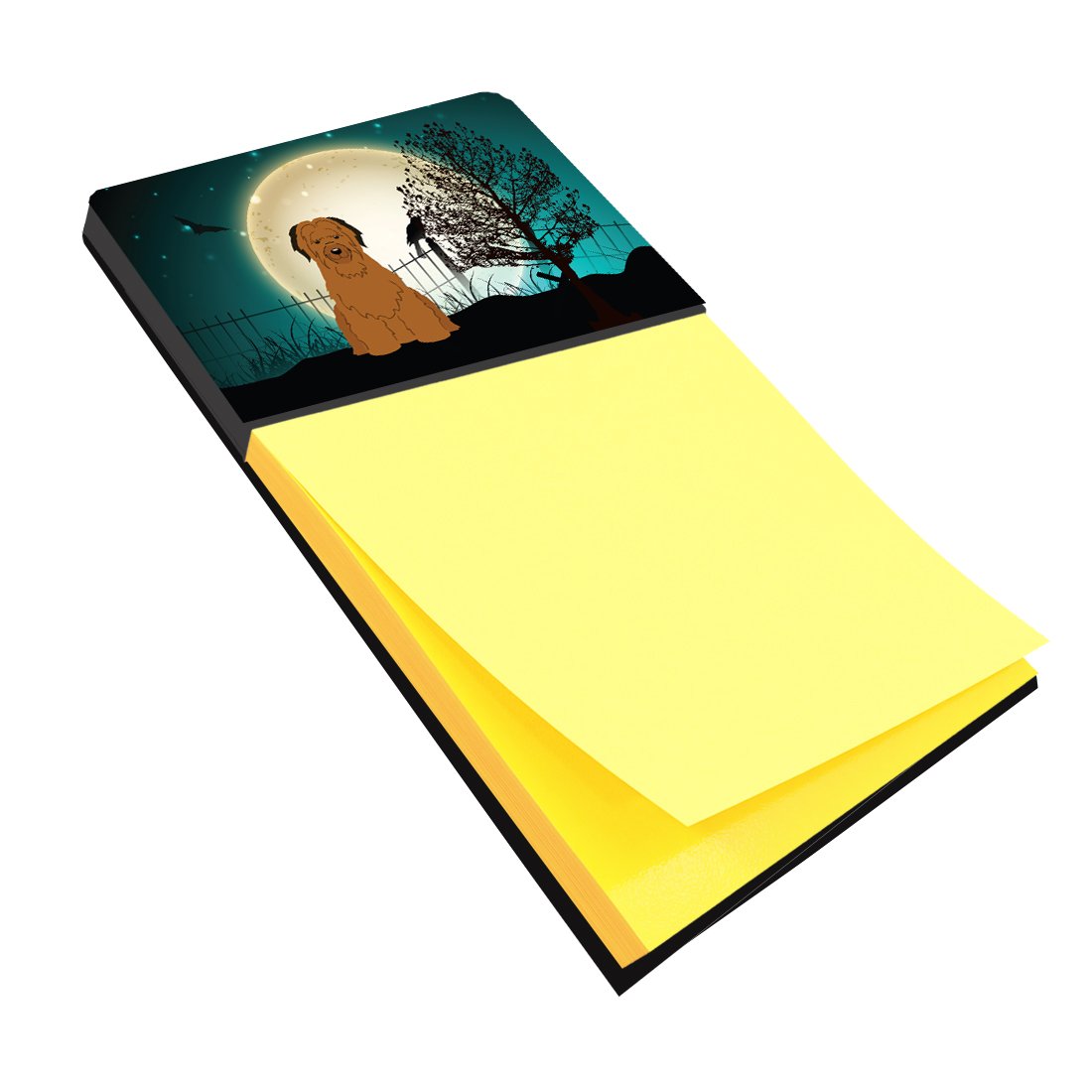 Halloween Scary Briard Brown Watercolor Sticky Note Holder Refillable Dispenser Desk Accessory 3x3 Pad Gift
