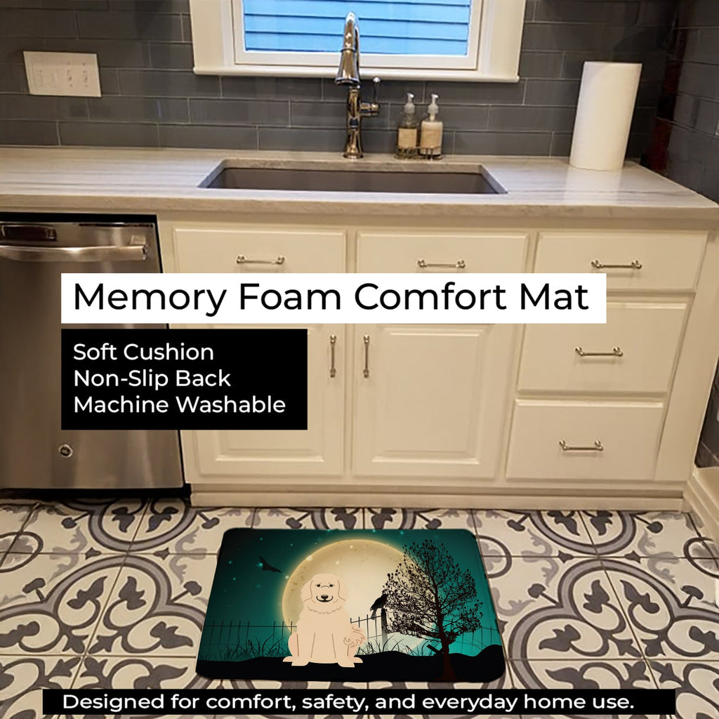 Halloween Scary Great Pyrenese Memory Foam Kitchen Mat Machine Washable Anti-Fatigue Cushion Comfort Bath or Kitchen Rug