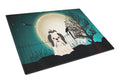 Halloween Scary Shih Tzu Black White Cutting Board Tempered Glass Kitchen Cutting Surface, Heat Resistant Chopping, Non-Slip Feet, Food Prep & Serving