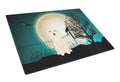 Halloween Scary Bedlington Terrier Sandy Cutting Board Tempered Glass Kitchen Cutting Surface, Heat Resistant Chopping, Non-Slip Feet, Food Prep & Serving