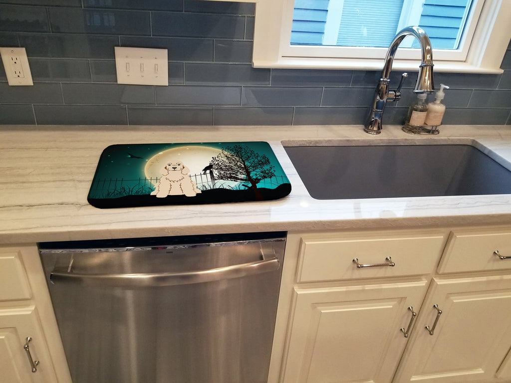 Halloween Scary Cocker Spaniel Buff Dish Drying Mat Absorbent Dish Drying Mat Pad for Kitchen Counter Dish Drainer Mat for Countertop, 14 x 21", Multicolor