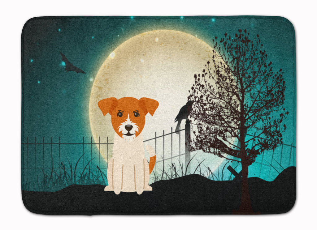 Halloween Scary Jack Russell Terrier Memory Foam Kitchen Mat Machine Washable Anti-Fatigue Cushion Comfort Bath or Kitchen Rug