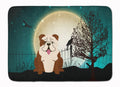 Halloween Scary  English Bulldog Brindle White Memory Foam Kitchen Mat Machine Washable Anti-Fatigue Cushion Comfort Bath or Kitchen Rug