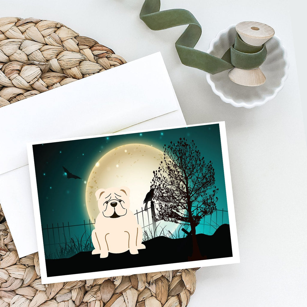 Halloween Scary  English Bulldog White Greeting Cards Pack of 8 Blank Cards with Envelopes Whimsical A7 Size 5x7