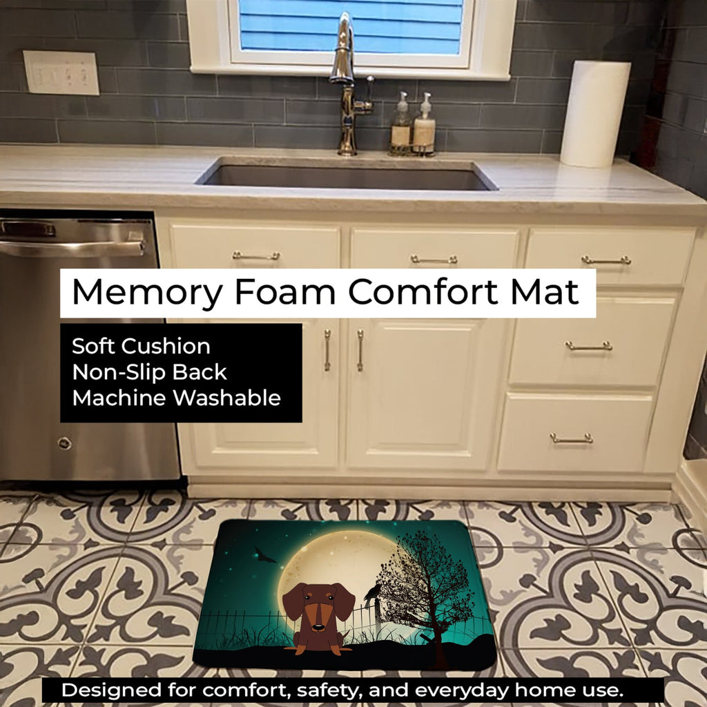 Halloween Scary Dachshund Chocolate Memory Foam Kitchen Mat Machine Washable Anti-Fatigue Cushion Comfort Bath or Kitchen Rug