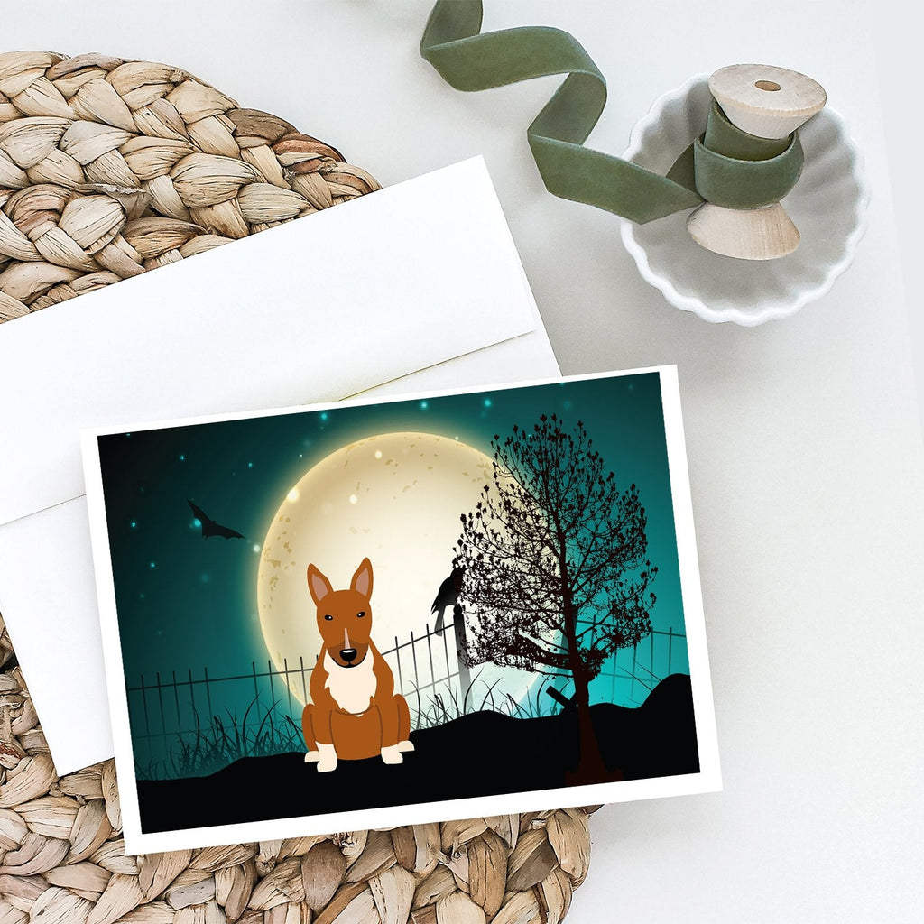 Halloween Scary Bull Terrier Red Greeting Cards Pack of 8 Blank Cards with Envelopes Whimsical A7 Size 5x7