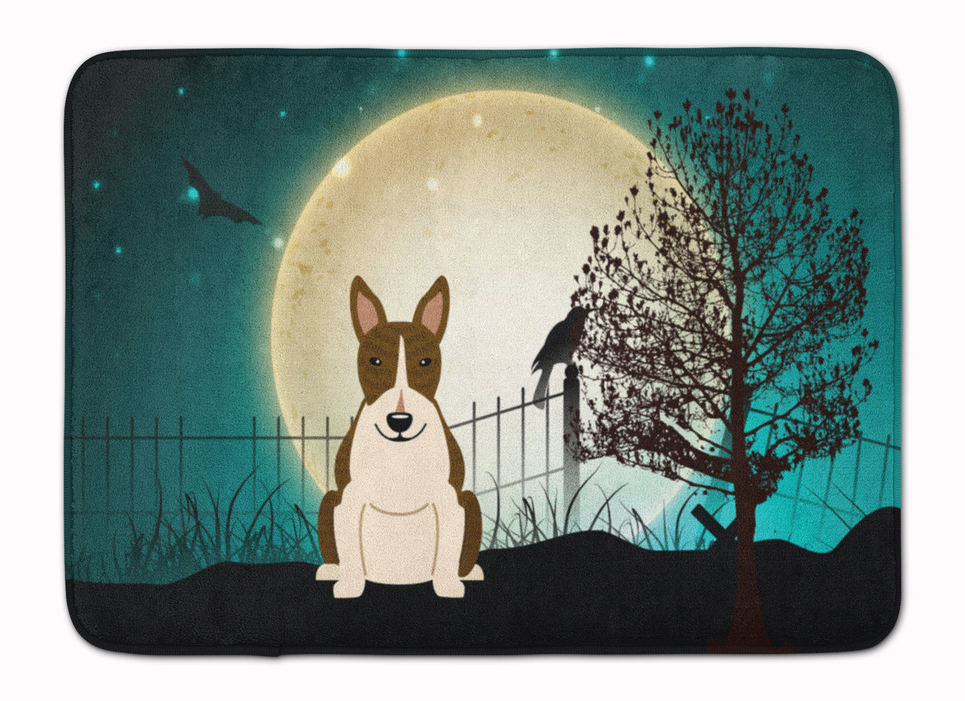 Halloween Scary Bull Terrier Dark Brindle Memory Foam Kitchen Mat Machine Washable Anti-Fatigue Cushion Comfort Bath or Kitchen Rug