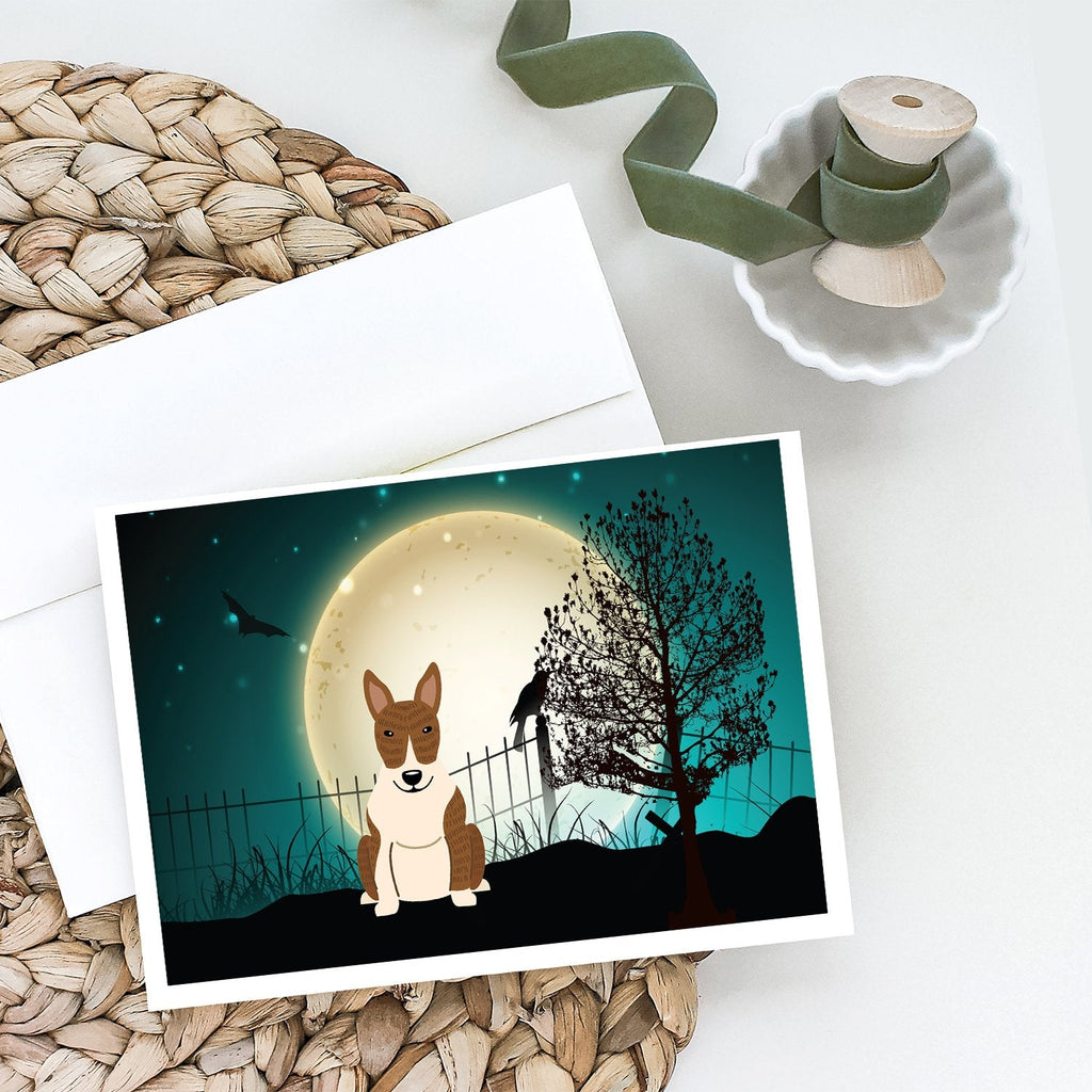 Halloween Scary Bull Terrier Brindle Greeting Cards Pack of 8 Blank Cards with Envelopes Whimsical A7 Size 5x7
