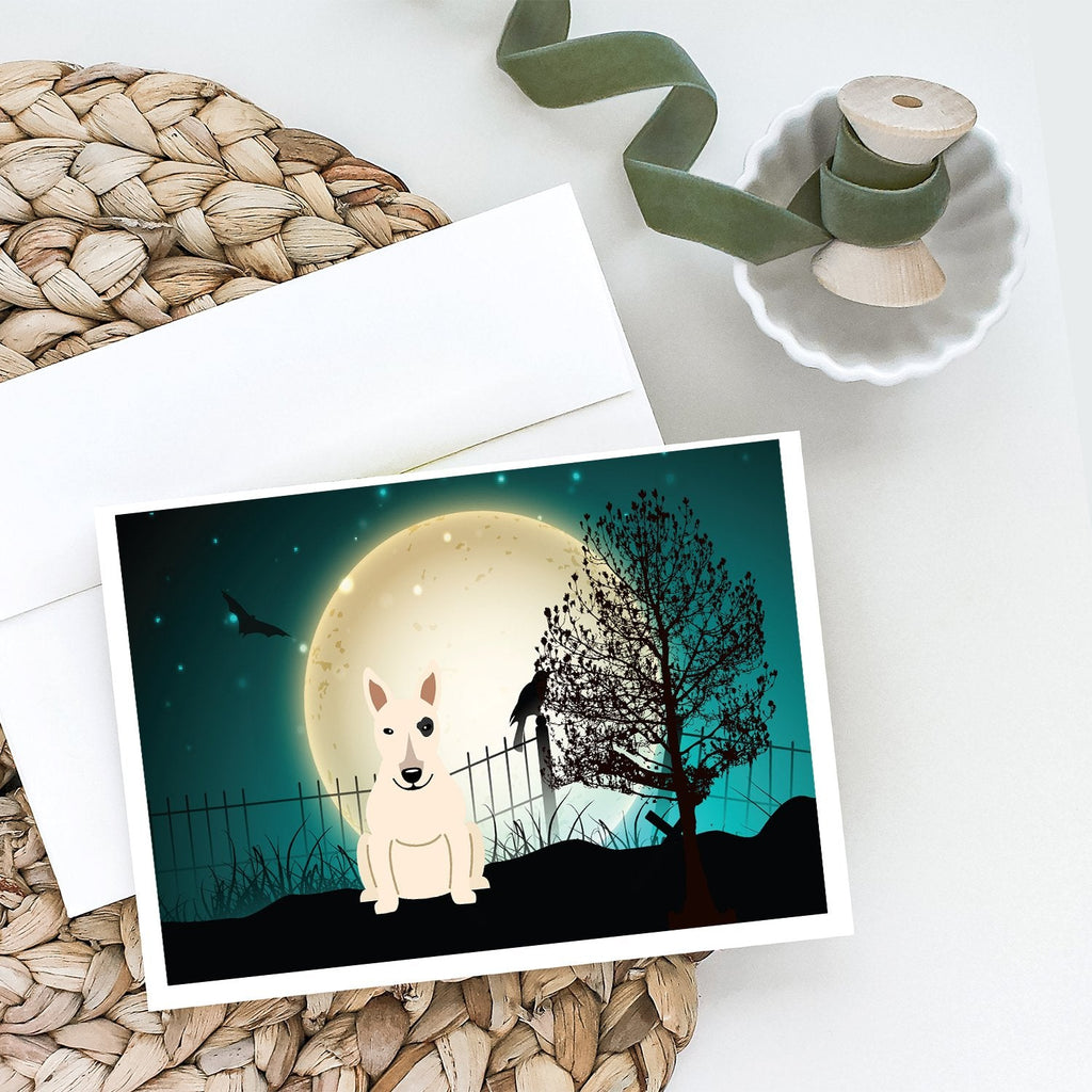 Halloween Scary Bull Terrier White Greeting Cards Pack of 8 Blank Cards with Envelopes Whimsical A7 Size 5x7