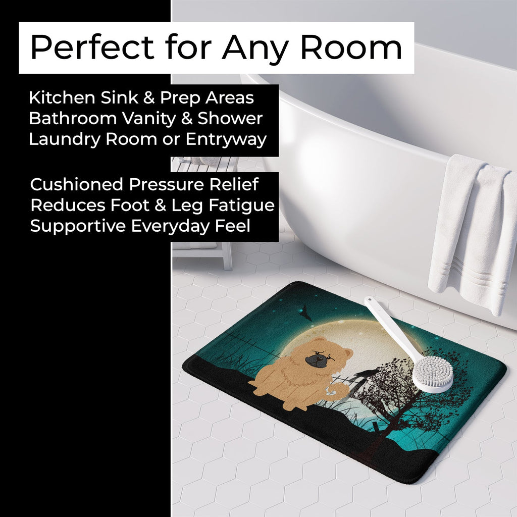 Halloween Scary Chow Chow Cream Memory Foam Kitchen Mat Machine Washable Anti-Fatigue Cushion Comfort Bath or Kitchen Rug