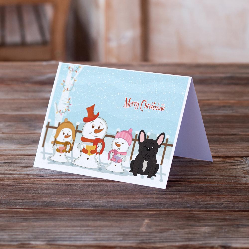 Merry Christmas Carolers French Bulldog Brindle Greeting Cards Pack of 8 Blank Cards with Envelopes Whimsical A7 Size 5x7