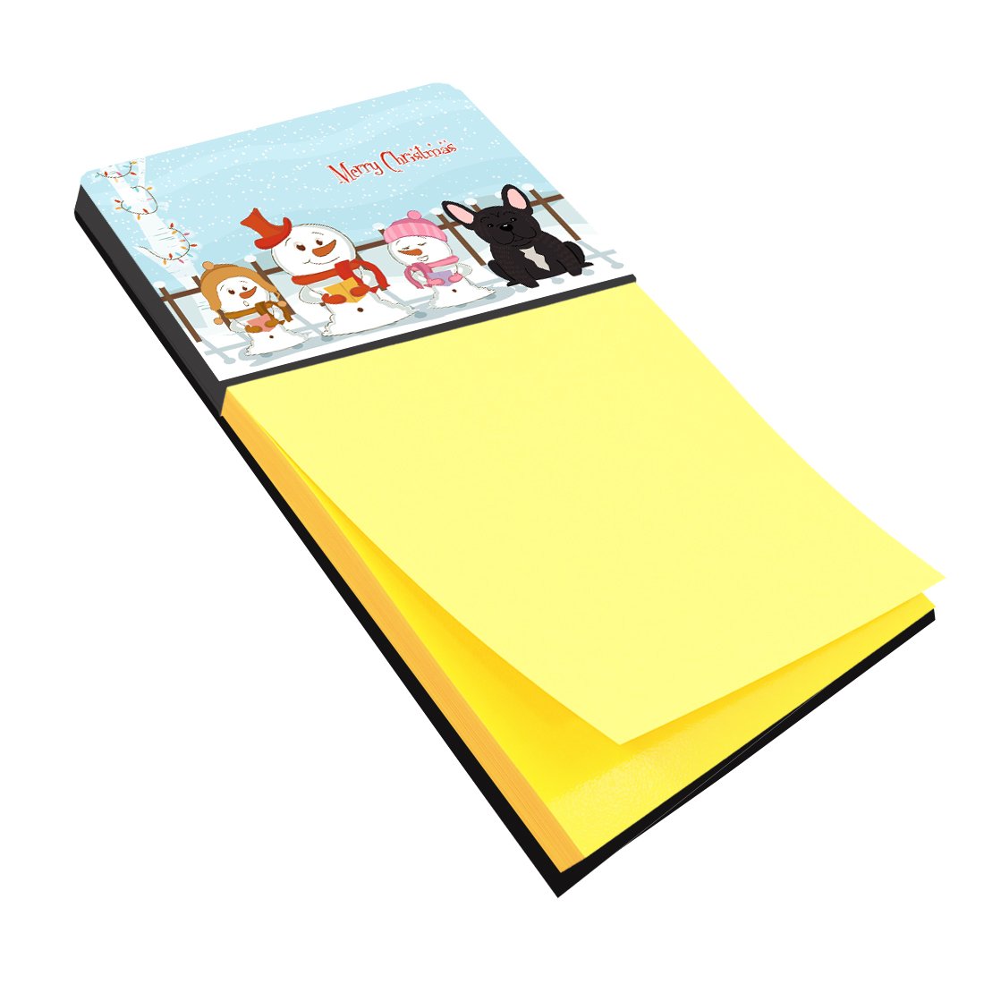 Merry Christmas Carolers French Bulldog Brindle Watercolor Sticky Note Holder Refillable Dispenser Desk Accessory 3x3 Pad Gift