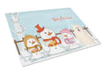 Merry Christmas Carolers Samoyed Cutting Board Tempered Glass Kitchen Cutting Surface, Heat Resistant Chopping, Non-Slip Feet, Food Prep & Serving