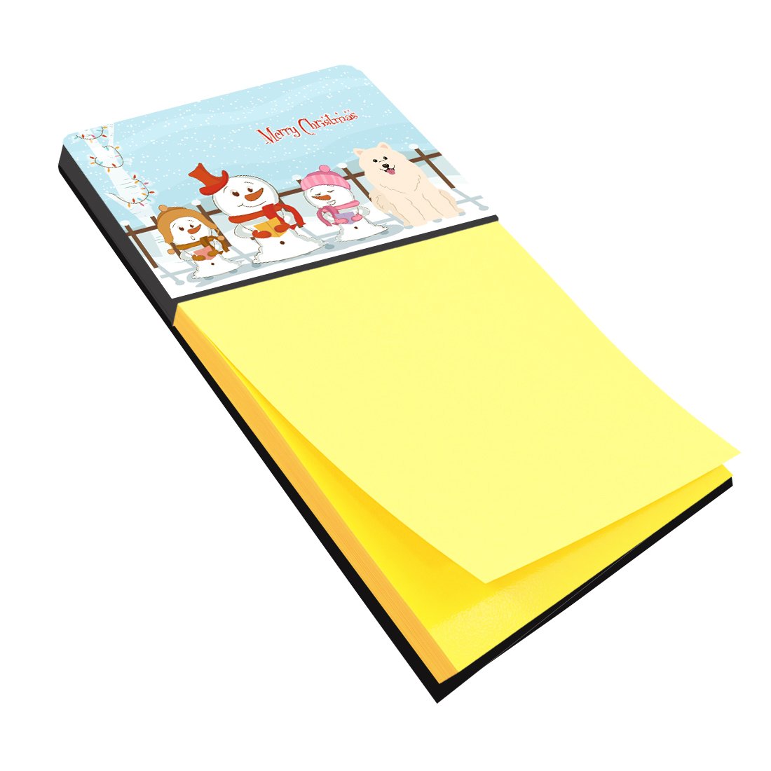 Merry Christmas Carolers Samoyed Watercolor Sticky Note Holder Refillable Dispenser Desk Accessory 3x3 Pad Gift