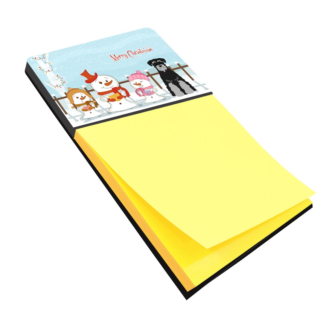 Merry Christmas Carolers Standard Schnauzer Black Grey Watercolor Sticky Note Holder Refillable Dispenser Desk Accessory 3x3 Pad Gift