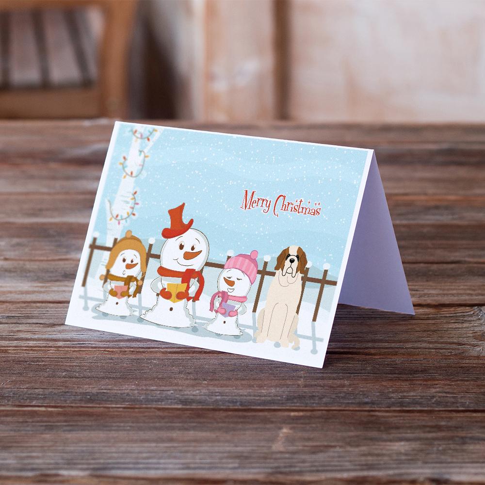 Merry Christmas Carolers Saint Bernard Greeting Cards Pack of 8 Blank Cards with Envelopes Whimsical A7 Size 5x7