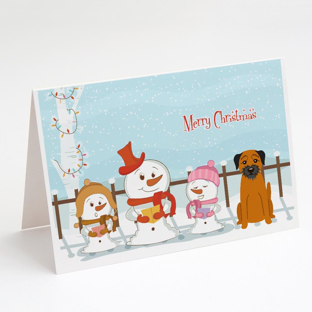 Merry Christmas Carolers Border Terrier Greeting Cards Pack of 8 Blank Cards with Envelopes Whimsical A7 Size 5x7