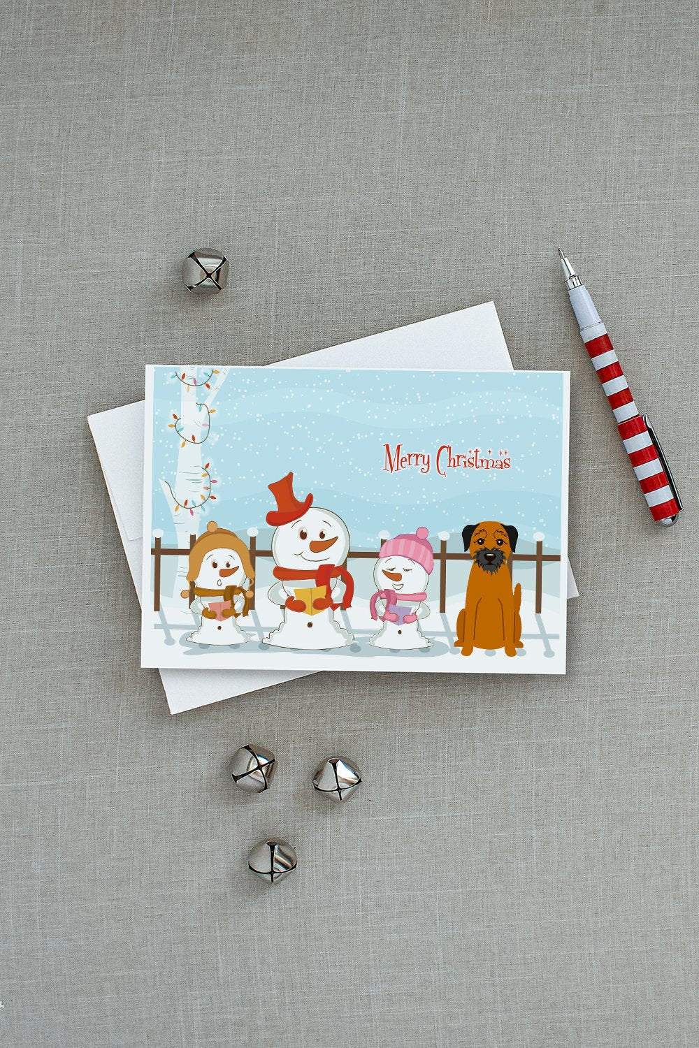 Merry Christmas Carolers Border Terrier Greeting Cards Pack of 8 Blank Cards with Envelopes Whimsical A7 Size 5x7