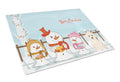Merry Christmas Carolers Westie Cutting Board Tempered Glass Kitchen Cutting Surface, Heat Resistant Chopping, Non-Slip Feet, Food Prep & Serving