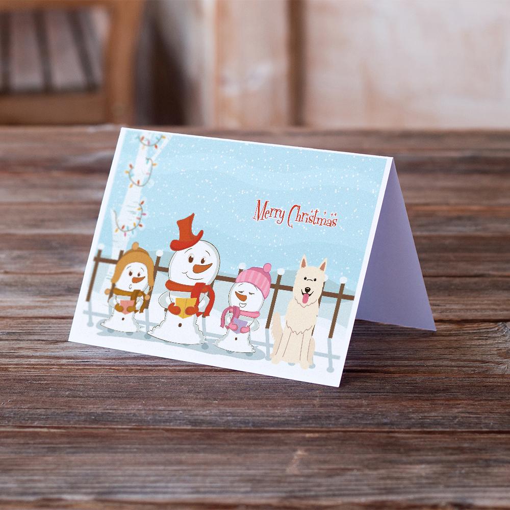 Merry Christmas Carolers White German Shepherd Greeting Cards Pack of 8 Blank Cards with Envelopes Whimsical A7 Size 5x7