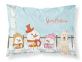 Merry Christmas Carolers White German Shepherd Standard Pillowcase Lightweight Super Soft Easy Care Decorative Artwork Pillowcase, Standard