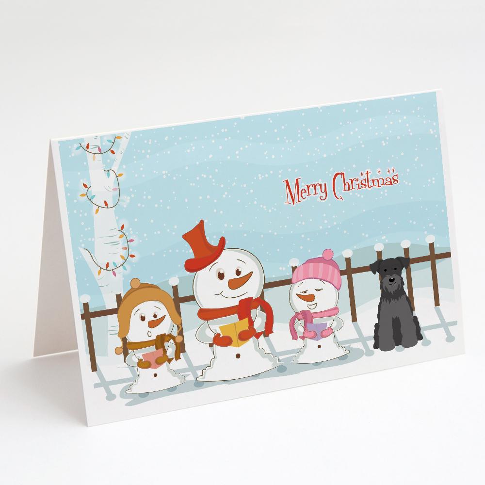 Merry Christmas Carolers Miniature Schnauzer Black Greeting Cards Pack of 8 Blank Cards with Envelopes Whimsical A7 Size 5x7