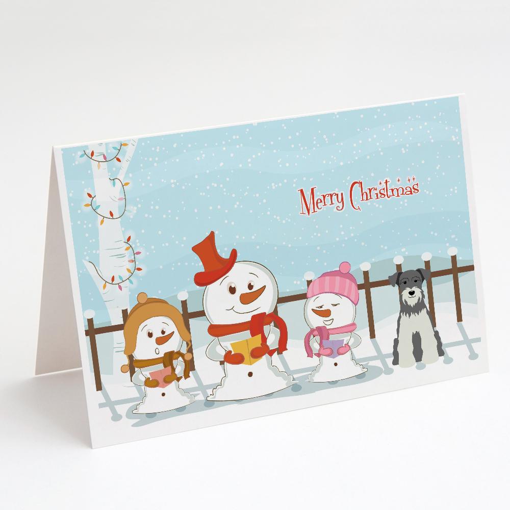 Merry Christmas Carolers Miniature Schnauzer Salt and Pepper Greeting Cards Pack of 8 Blank Cards with Envelopes Whimsical A7 Size 5x7