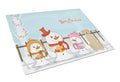 Merry Christmas Carolers Yellow Labrador Cutting Board Tempered Glass Kitchen Cutting Surface, Heat Resistant Chopping, Non-Slip Feet, Food Prep & Serving