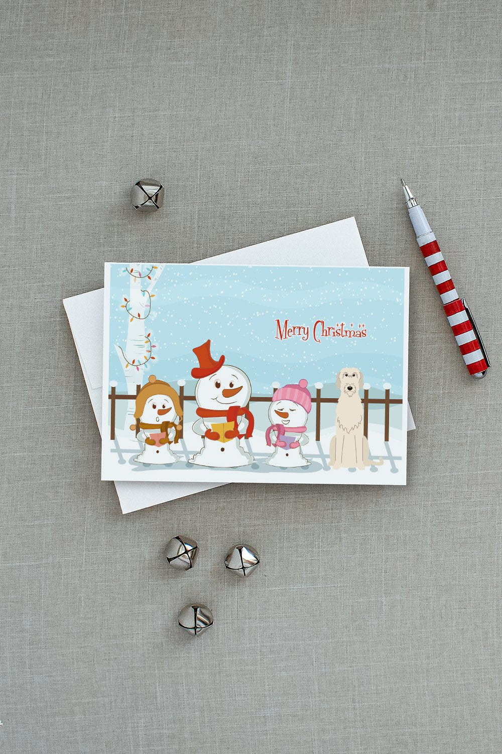 Merry Christmas Carolers Irish Wolfhound Greeting Cards Pack of 8 Blank Cards with Envelopes Whimsical A7 Size 5x7