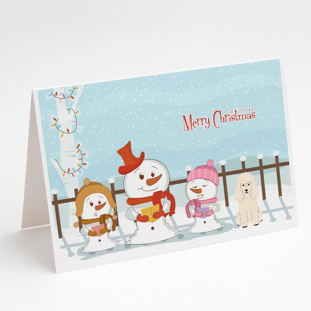 Merry Christmas Carolers Poodle White Greeting Cards Pack of 8 Blank Cards with Envelopes Whimsical A7 Size 5x7