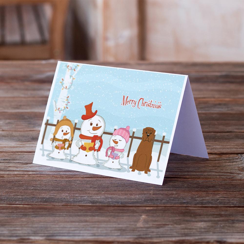 Merry Christmas Carolers Dogue de Bourdeaux Greeting Cards Pack of 8 Blank Cards with Envelopes Whimsical A7 Size 5x7