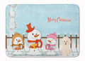 Merry Christmas Carolers Bichon Frise Memory Foam Kitchen Mat Machine Washable Anti-Fatigue Cushion Comfort Bath or Kitchen Rug