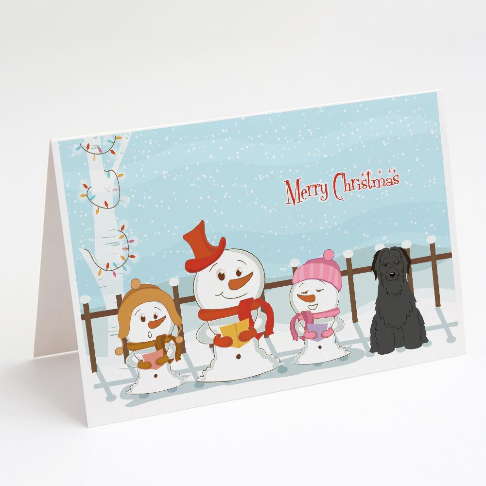 Merry Christmas Carolers Briard Black Greeting Cards Pack of 8 Blank Cards with Envelopes Whimsical A7 Size 5x7