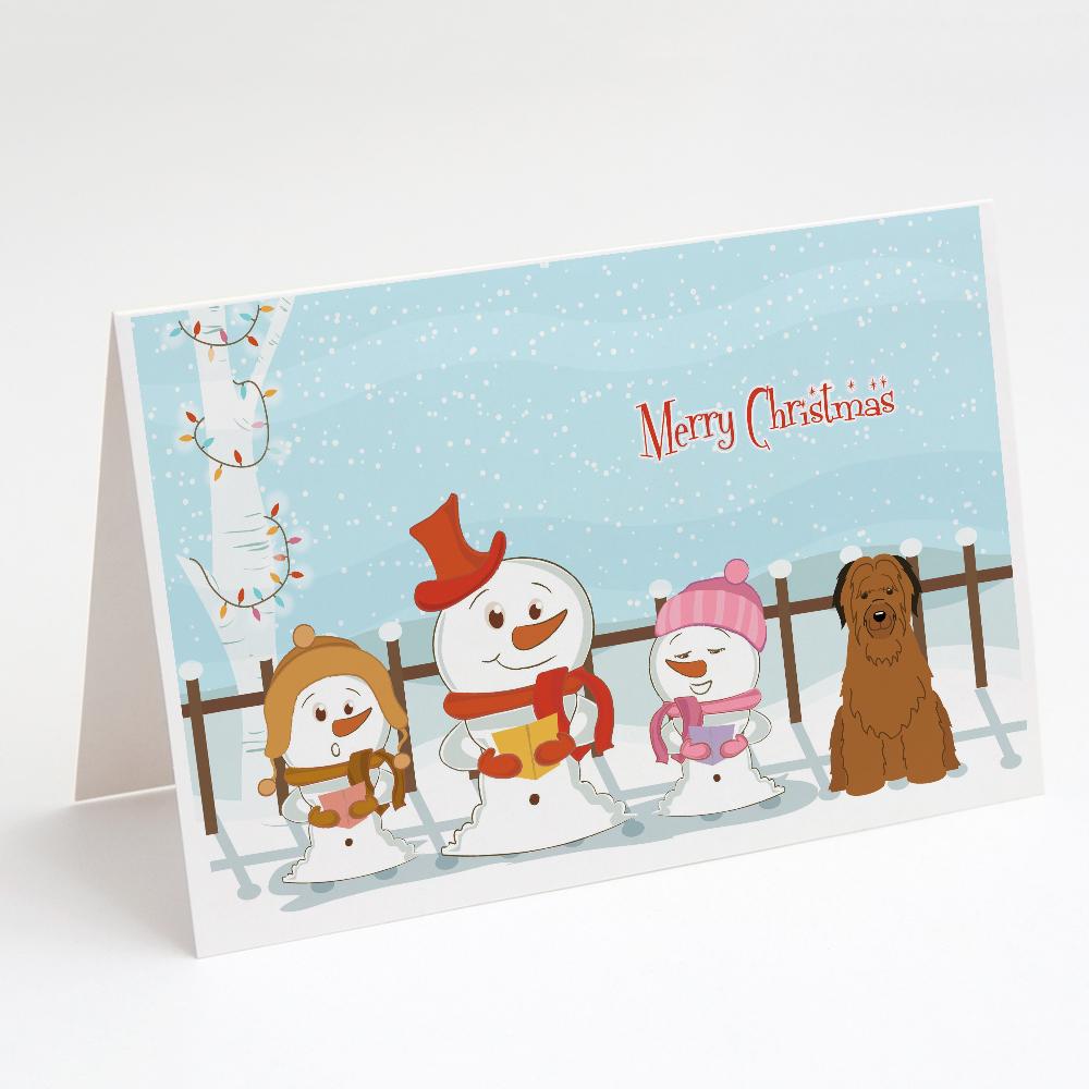 Merry Christmas Carolers Briard Brown Greeting Cards Pack of 8 Blank Cards with Envelopes Whimsical A7 Size 5x7