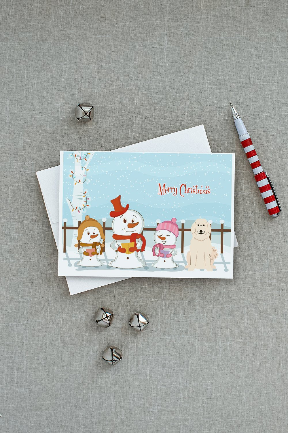Merry Christmas Carolers Great Pyrenese Greeting Cards Pack of 8 Blank Cards with Envelopes Whimsical A7 Size 5x7