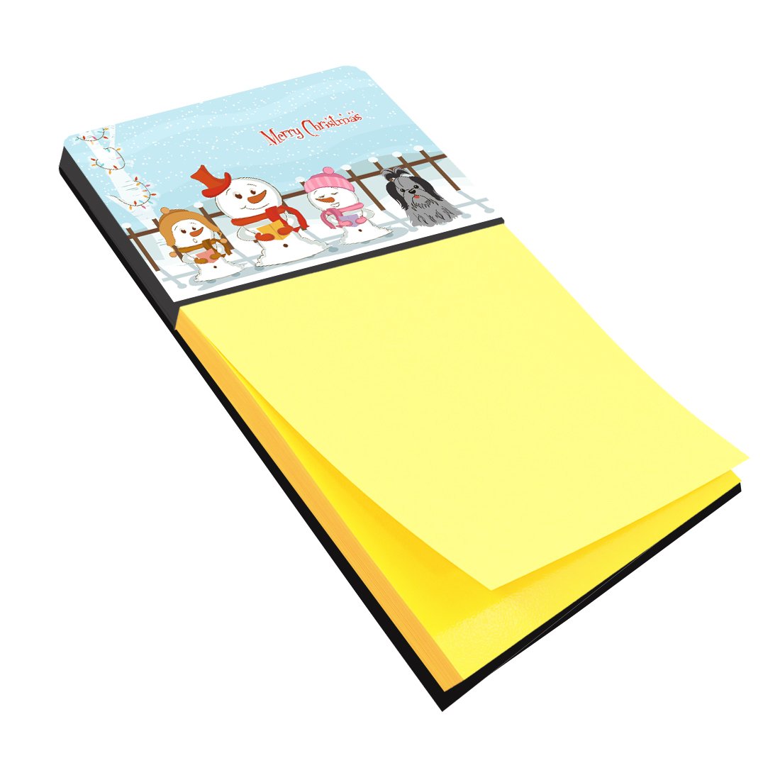 Merry Christmas Carolers Shih Tzu Black Silver Watercolor Sticky Note Holder Refillable Dispenser Desk Accessory 3x3 Pad Gift