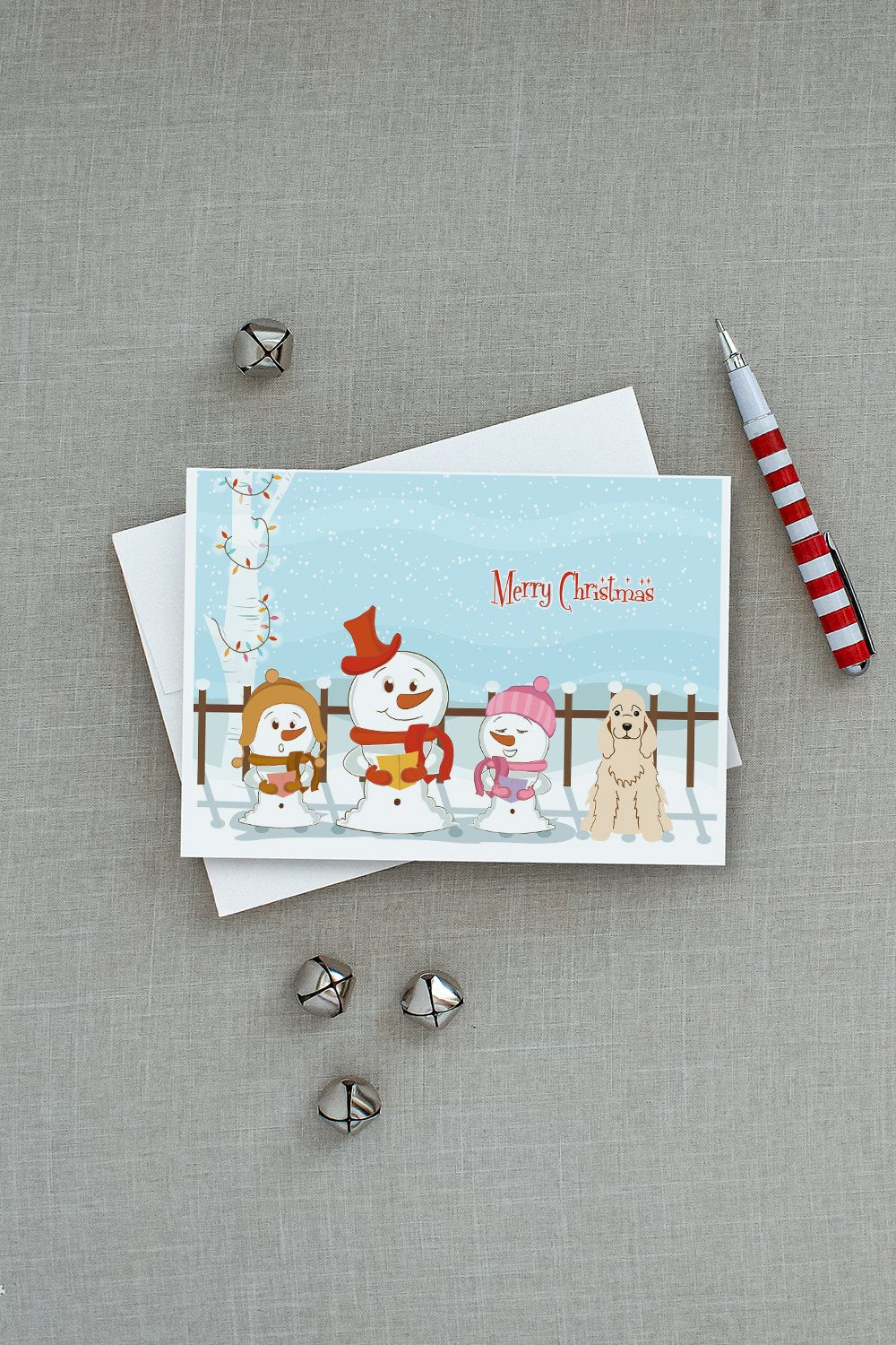 Merry Christmas Carolers Cocker Spaniel Buff Greeting Cards Pack of 8 Blank Cards with Envelopes Whimsical A7 Size 5x7