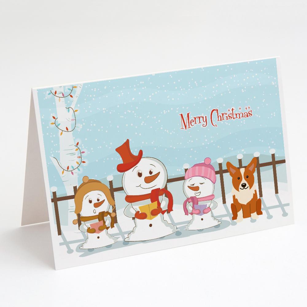 Merry Christmas Carolers Corgi Greeting Cards Pack of 8 Blank Cards with Envelopes Whimsical A7 Size 5x7