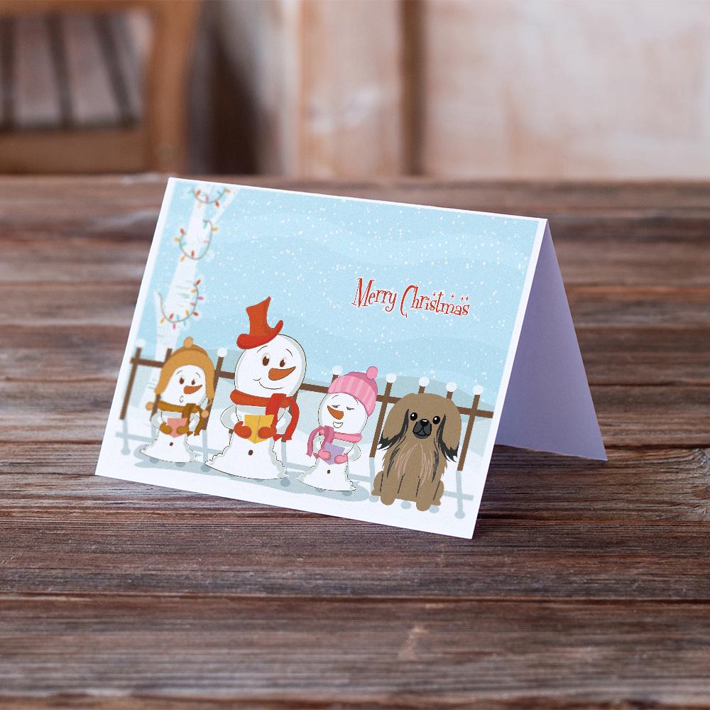 Merry Christmas Carolers Pekingese Tan Greeting Cards Pack of 8 Blank Cards with Envelopes Whimsical A7 Size 5x7