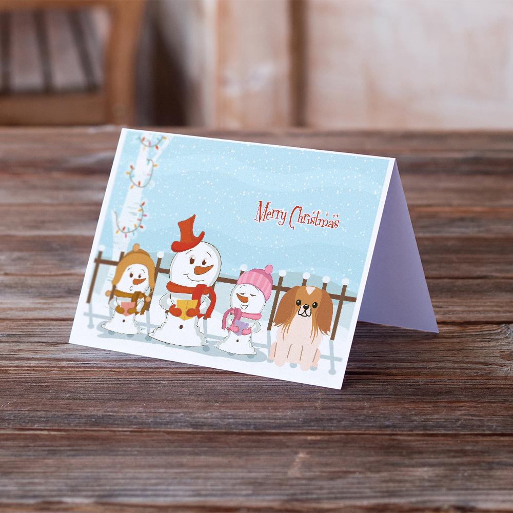 Merry Christmas Carolers Pekingese Red White Greeting Cards Pack of 8 Blank Cards with Envelopes Whimsical A7 Size 5x7
