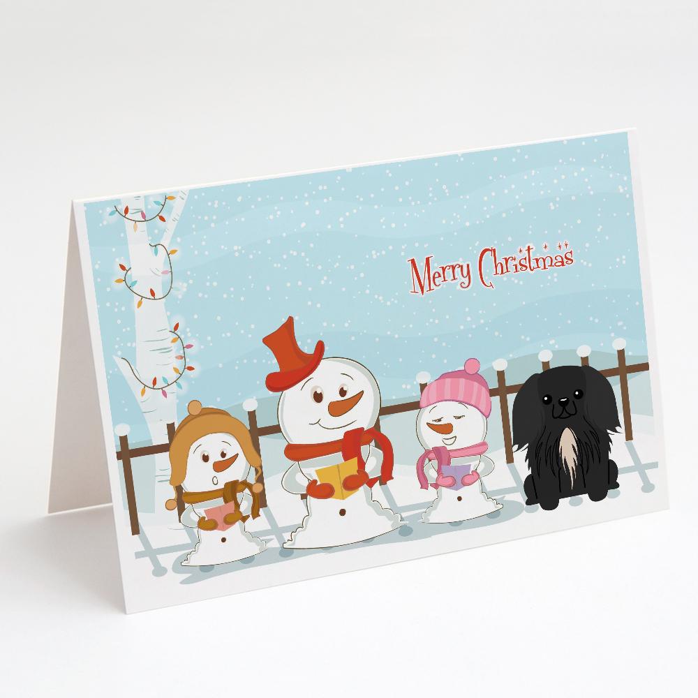 Merry Christmas Carolers Pekingese Black Greeting Cards Pack of 8 Blank Cards with Envelopes Whimsical A7 Size 5x7