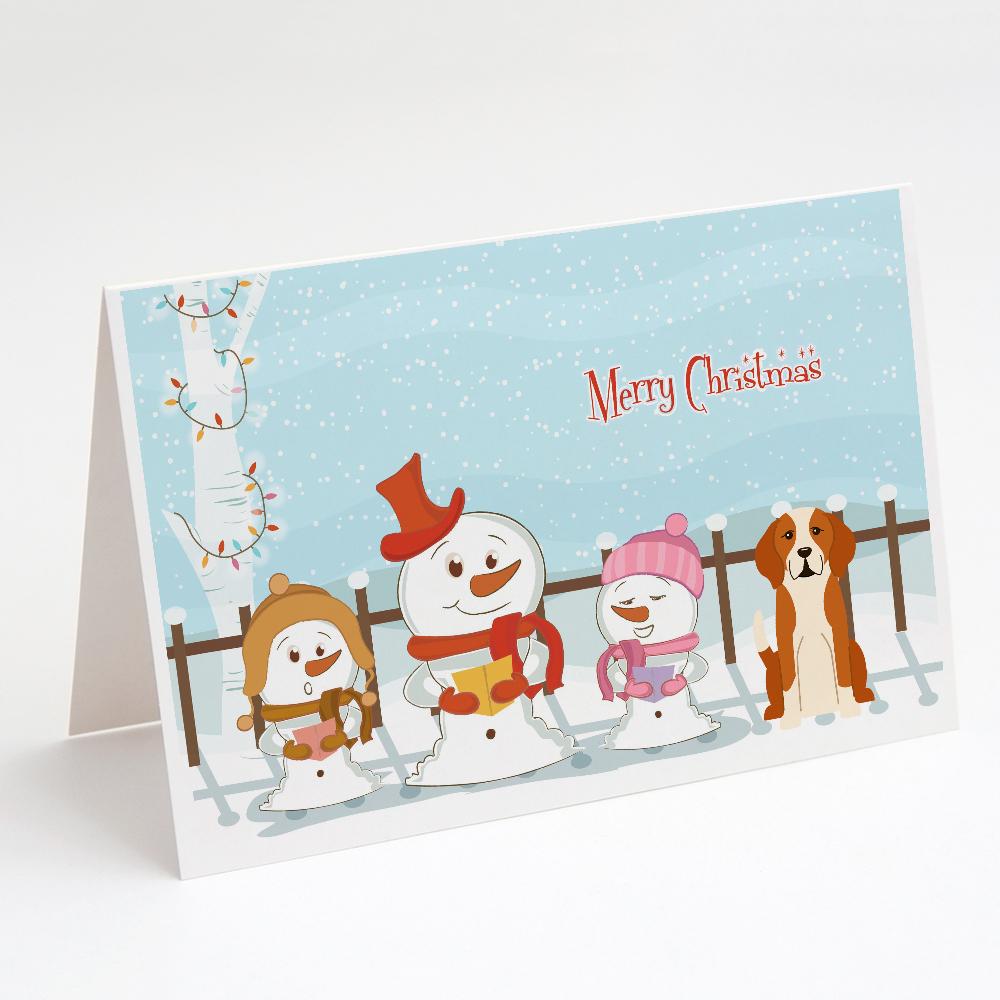 Merry Christmas Carolers English Foxhound Greeting Cards Pack of 8 Blank Cards with Envelopes Whimsical A7 Size 5x7