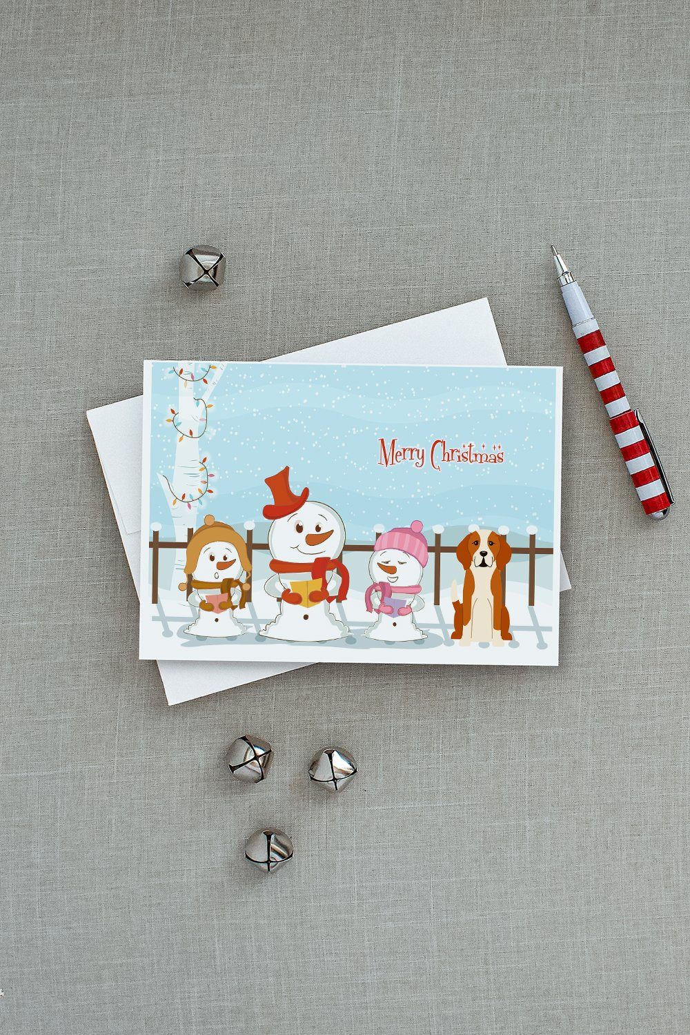 Merry Christmas Carolers English Foxhound Greeting Cards Pack of 8 Blank Cards with Envelopes Whimsical A7 Size 5x7