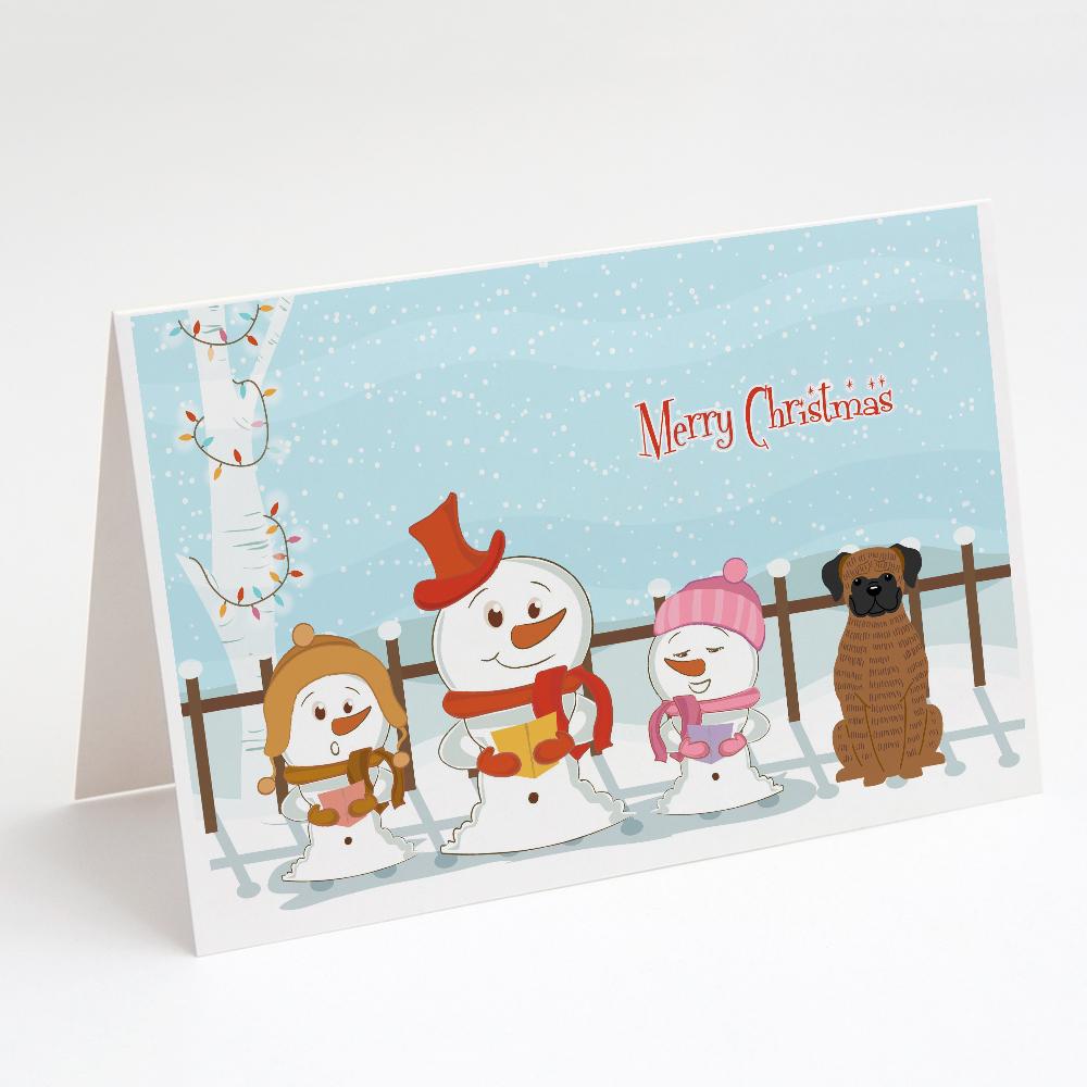 Merry Christmas Carolers Brindle Boxer Greeting Cards Pack of 8 Blank Cards with Envelopes Whimsical A7 Size 5x7