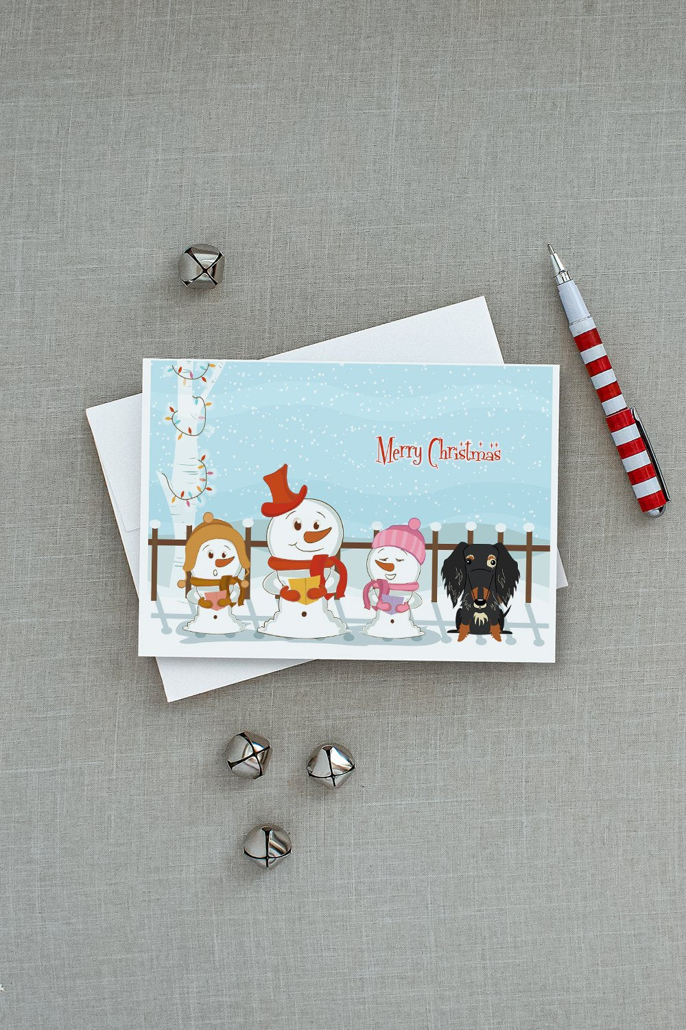 Merry Christmas Carolers Wire Haired Dachshund Dapple Greeting Cards Pack of 8 Blank Cards with Envelopes Whimsical A7 Size 5x7