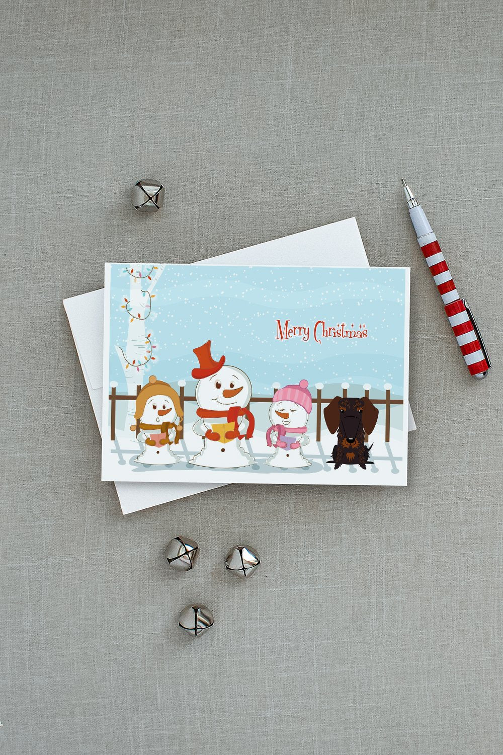 Merry Christmas Carolers Wire Haired Dachshund Chocolate Greeting Cards Pack of 8 Blank Cards with Envelopes Whimsical A7 Size 5x7